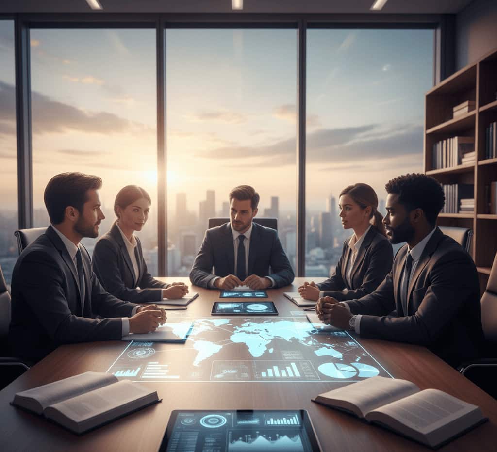 oficina con personas en reunion