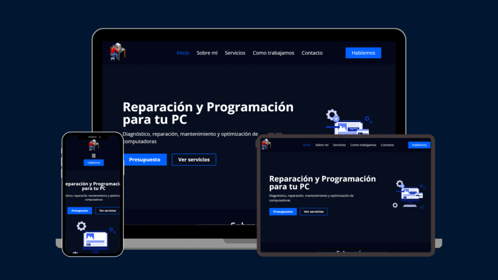Diseño web responsive para servicio de reparación y programación de PC